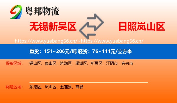 无锡新吴区到岚山区物流