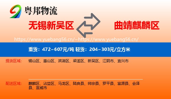 无锡新吴区到麒麟区物流