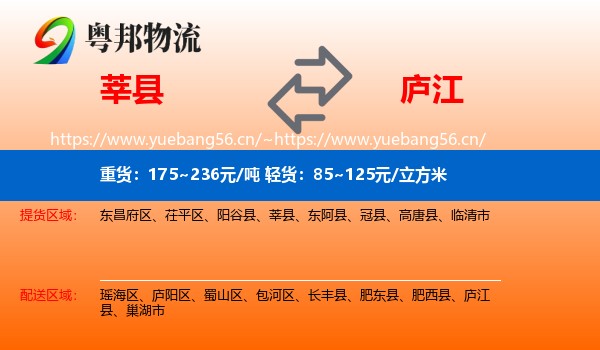 莘县到庐江县物流