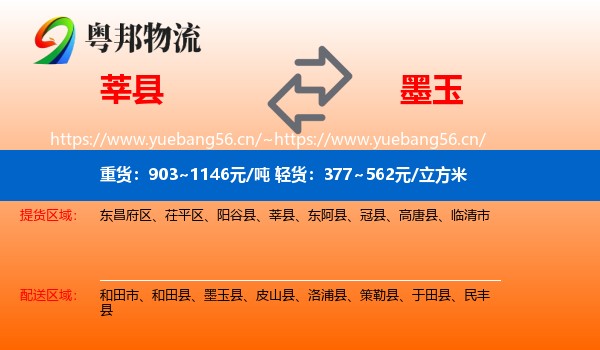 莘县到墨玉县物流