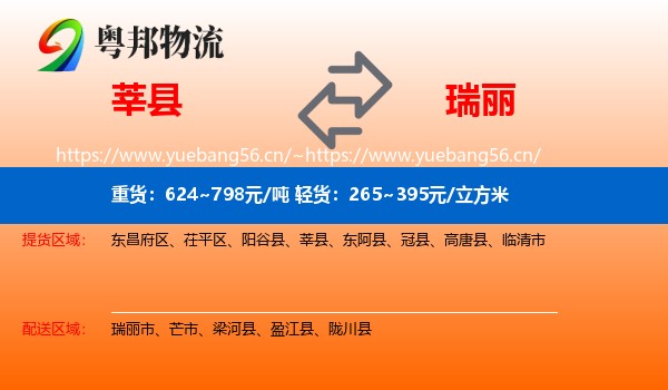 莘县到瑞丽市物流