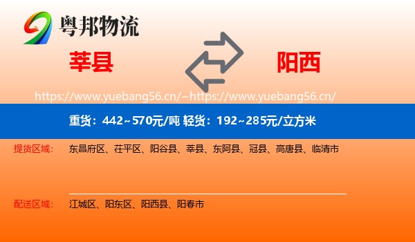 莘县到阳西县物流