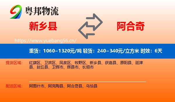 新乡县到阿合奇县物流专线名片