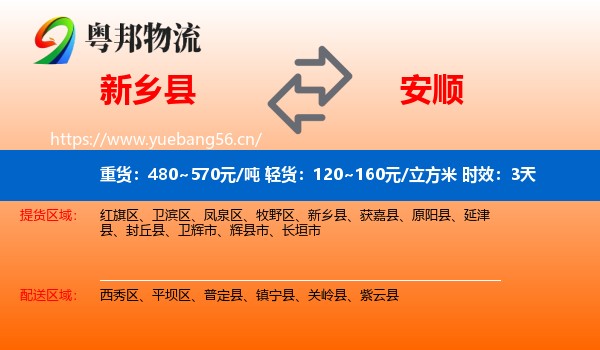 新乡县到安顺物流专线名片