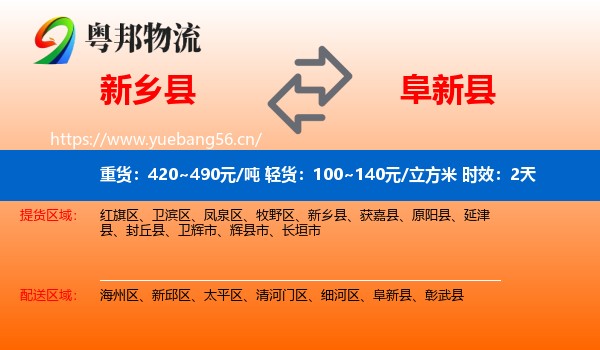 新乡县到阜新县物流专线名片