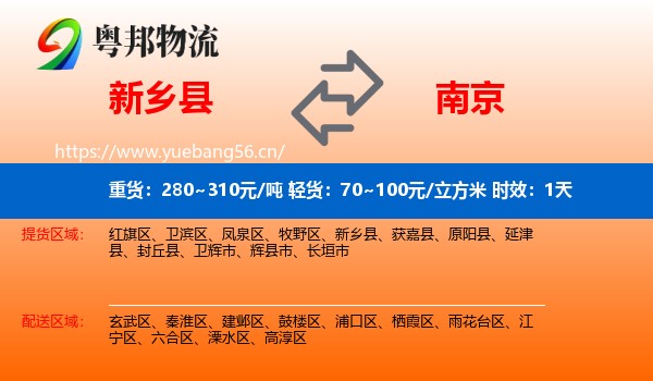 新乡县到南京物流专线名片