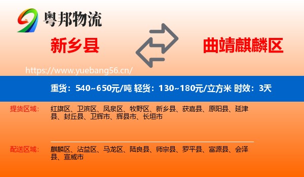 新乡县到麒麟区物流专线名片