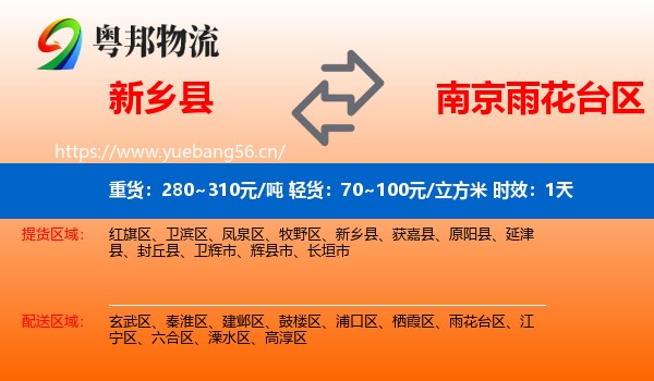 新乡县到雨花台区物流专线名片