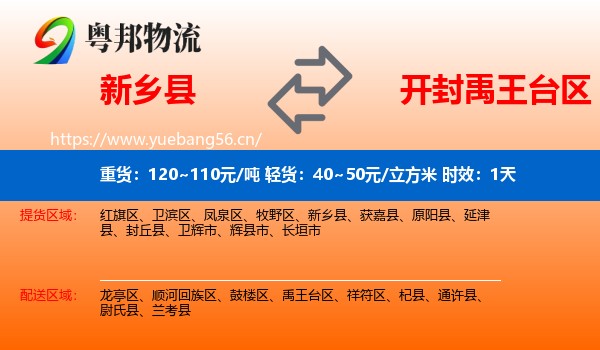 新乡县到禹王台区物流专线名片