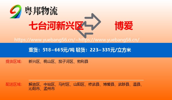 七台河新兴区到博爱县物流