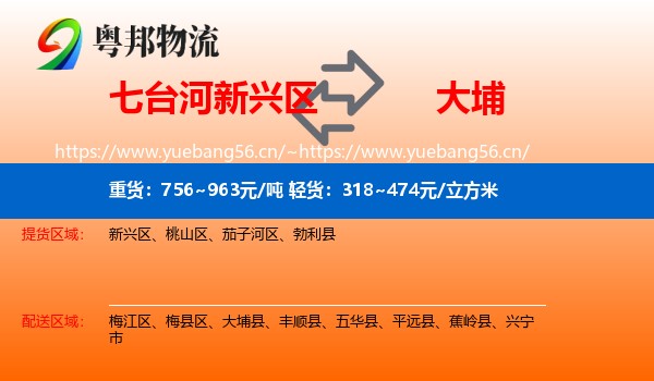七台河新兴区到大埔县物流