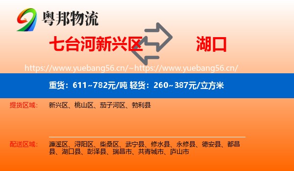 七台河新兴区到湖口县物流