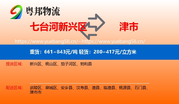 七台河新兴区到津市市物流