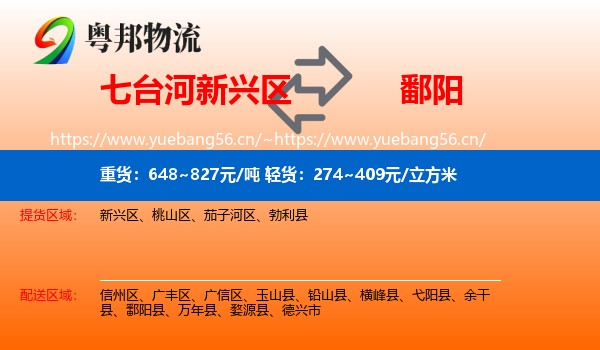 七台河新兴区到鄱阳县物流