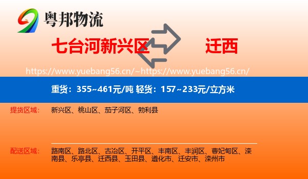七台河新兴区到迁西县物流