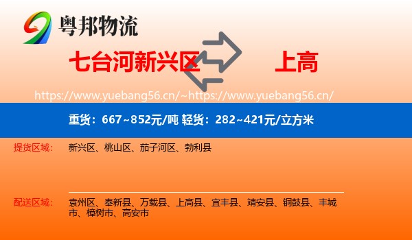 七台河新兴区到上高县物流