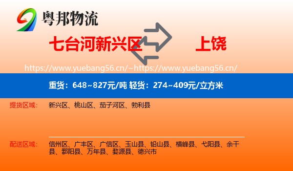 七台河新兴区到上饶物流