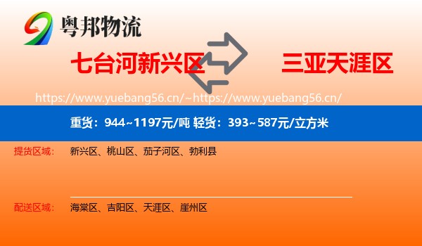 七台河新兴区到天涯区物流