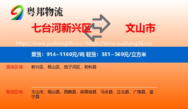 七台河新兴区到文山市物流