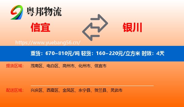 信宜到银川物流专线名片