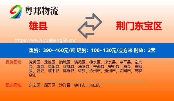 雄县到东宝区物流专线名片