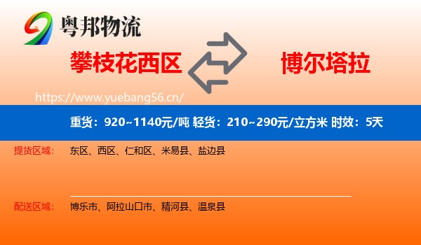 攀枝花西区到博尔塔拉物流专线名片