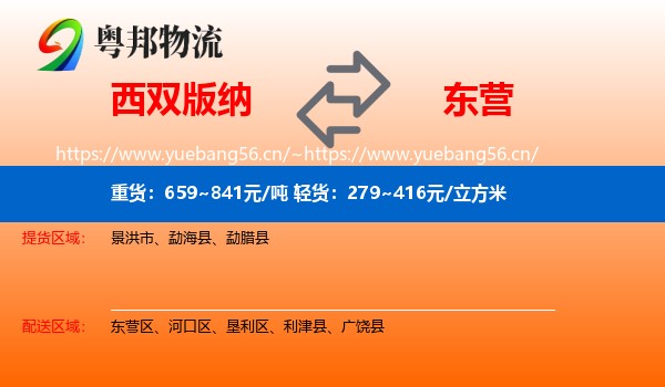 西双版纳到东营物流专线