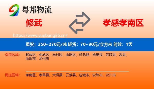 修武到孝南区物流专线名片