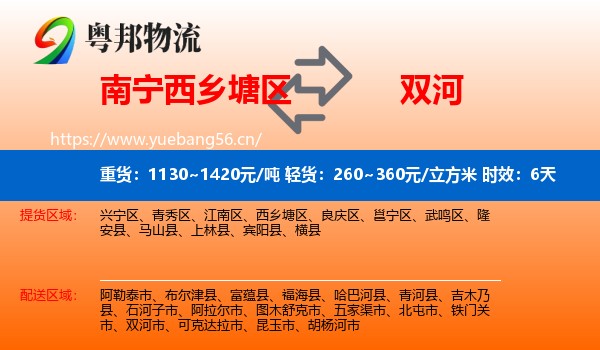 南宁西乡塘区到双河市物流专线名片