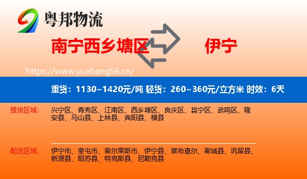 南宁西乡塘区到伊宁县物流专线名片