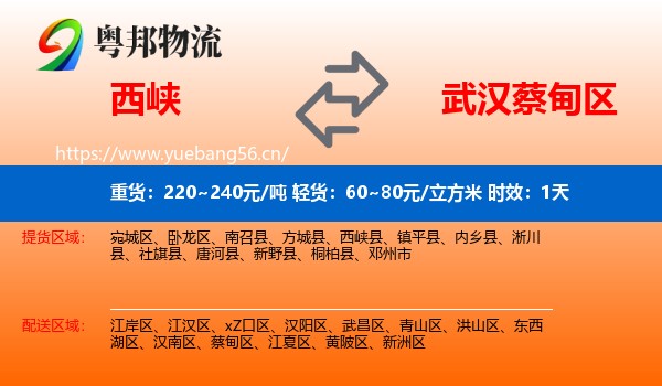 西峡到蔡甸区物流专线名片