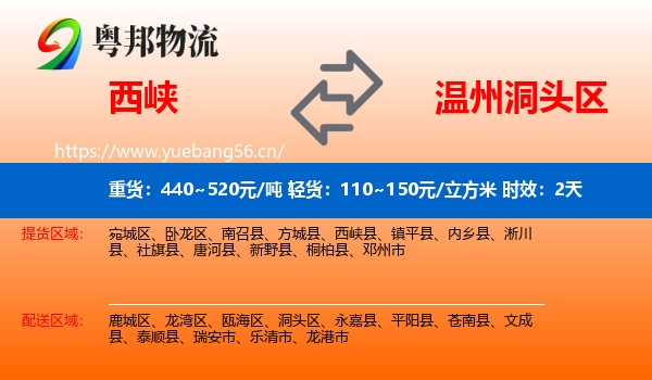 西峡到洞头区物流专线名片