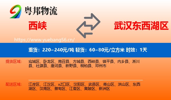 西峡到东西湖区物流专线名片