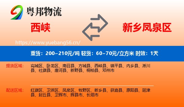 西峡到凤泉区物流专线名片