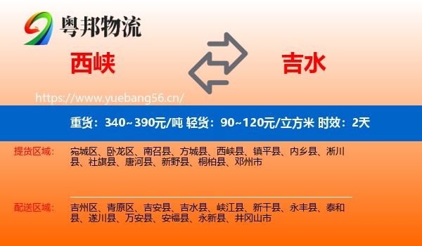西峡到吉水县物流专线名片