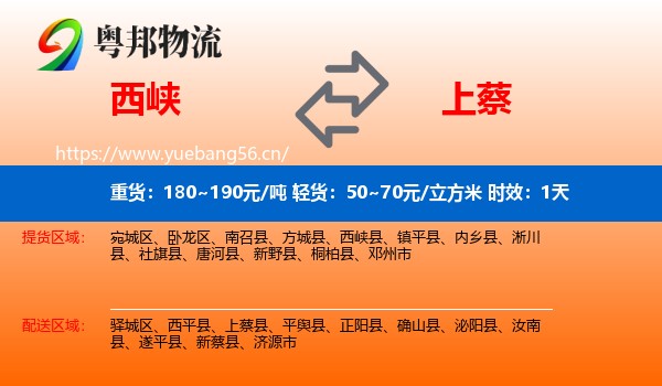 西峡到上蔡县物流专线名片