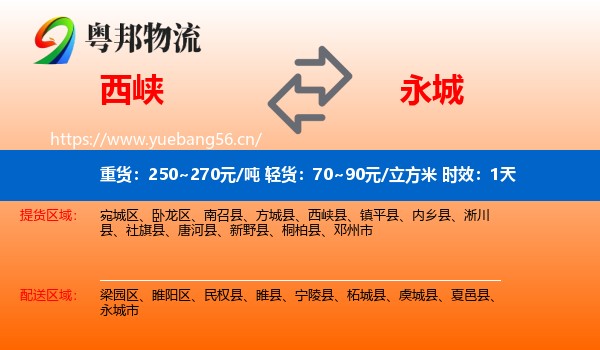 西峡到永城市物流专线名片