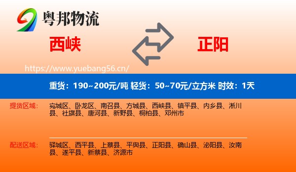 西峡到正阳县物流专线名片