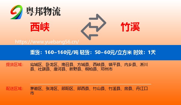 西峡到竹溪县物流专线名片