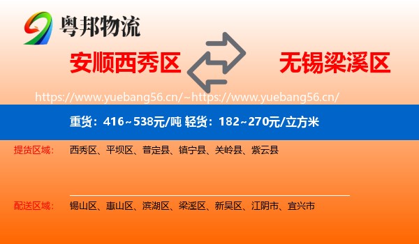 安顺西秀区到梁溪区物流