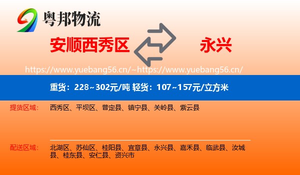 安顺西秀区到永兴县物流