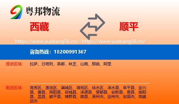 西藏到顺平县物流专线