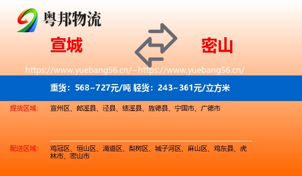 宣城到密山市物流专线