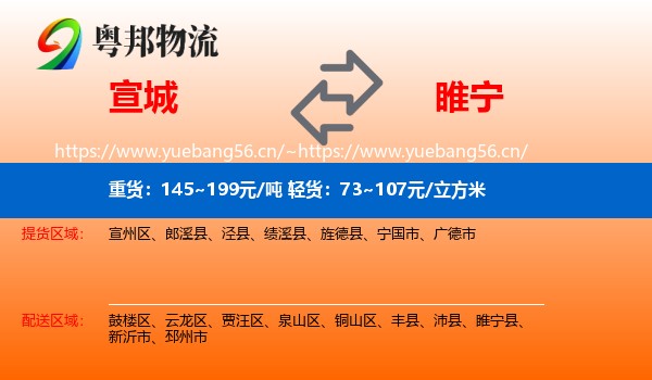 宣城到睢宁县物流
