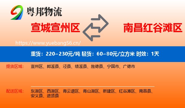 宣城宣州区到红谷滩区物流专线名片