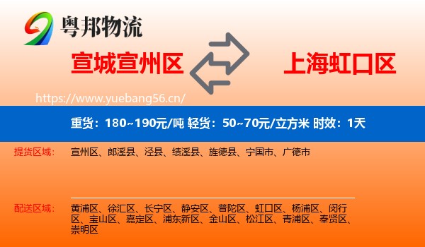 宣城宣州区到虹口区物流专线名片