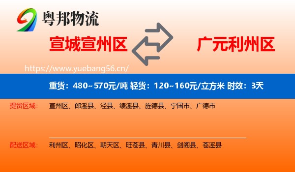 宣城宣州区到利州区物流 宣城宣州区到利州区物流专线名片
