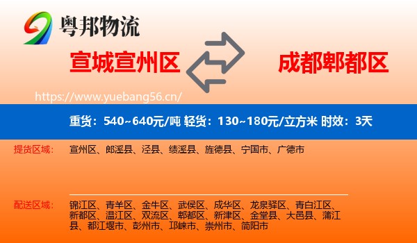 宣城宣州区到郫都区物流专线名片