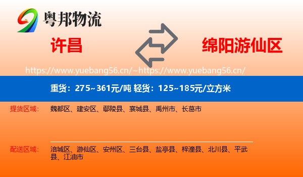 许昌到游仙区物流