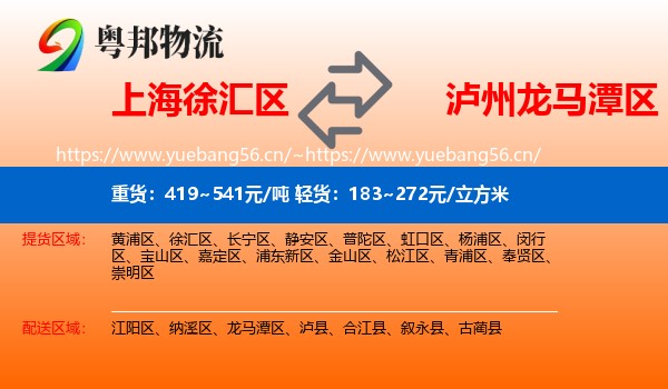 上海徐汇区到龙马潭区物流